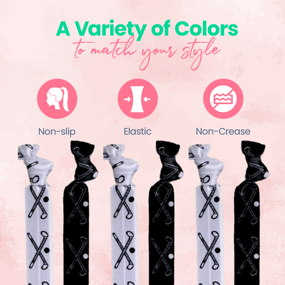 Field Hockey Hair Ties - 5 pack - Black White