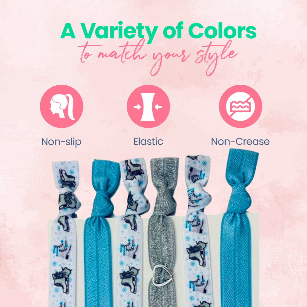 Girls Figure Skating Hair Ties Set- Blue