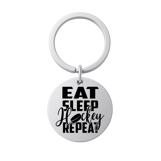 Hockey Keychain - Eat Sleep Hockey Repeat