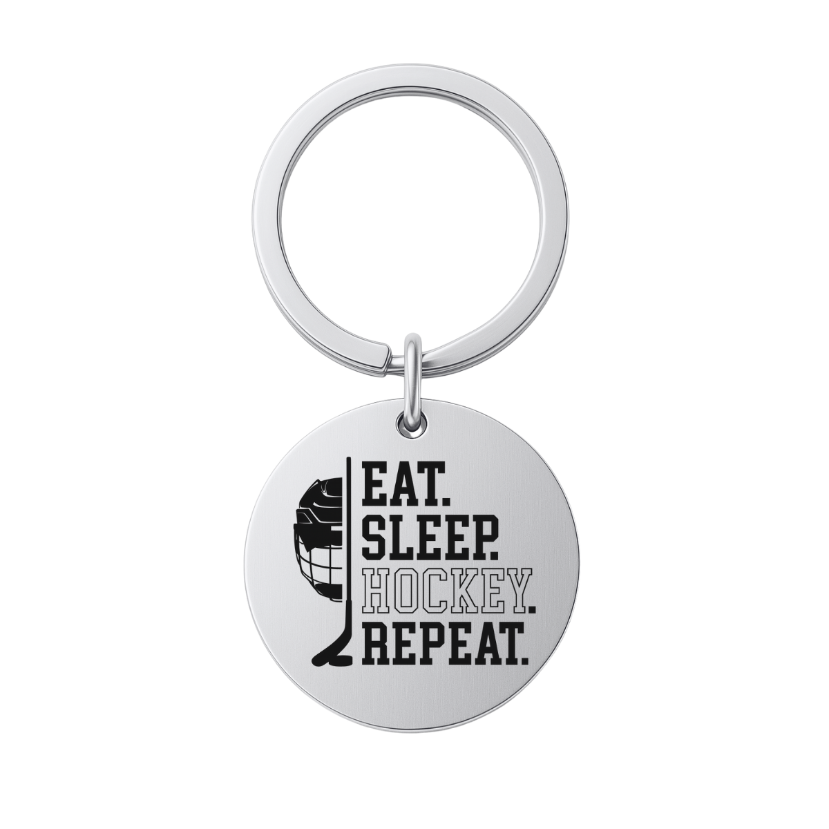 Hockey Keychain - Eat Sleep Hockey Repeat - Pick Shape