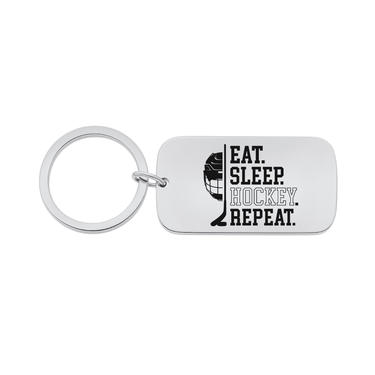 Hockey Keychain - Eat Sleep Hockey Repeat - Pick Shape