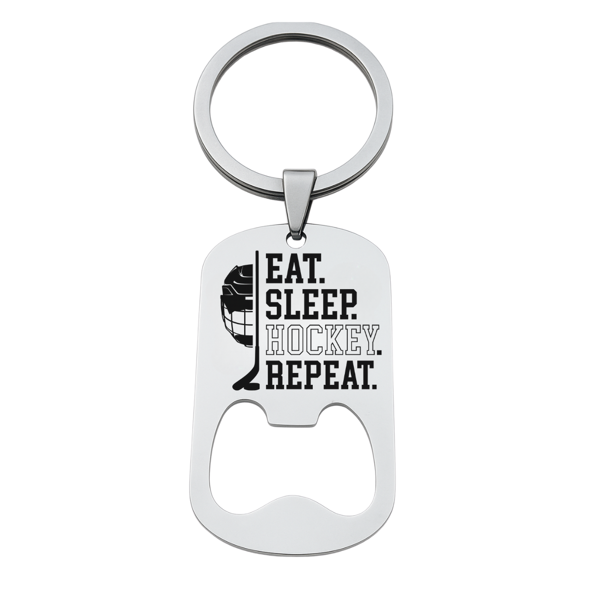Hockey Keychain - Eat Sleep Hockey Repeat - Pick Shape