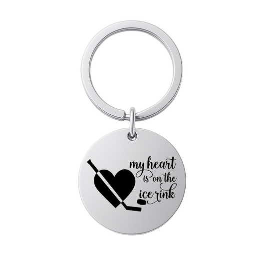 Hockey Keychain - My Heart is on the Ice Rink