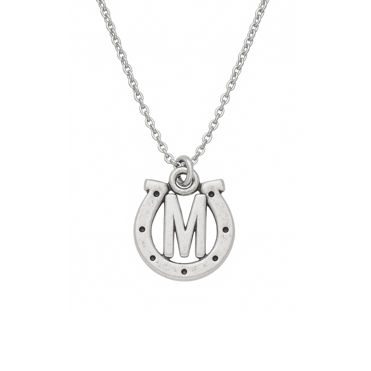 Personalized Horseshoe Necklace with Letter Charm