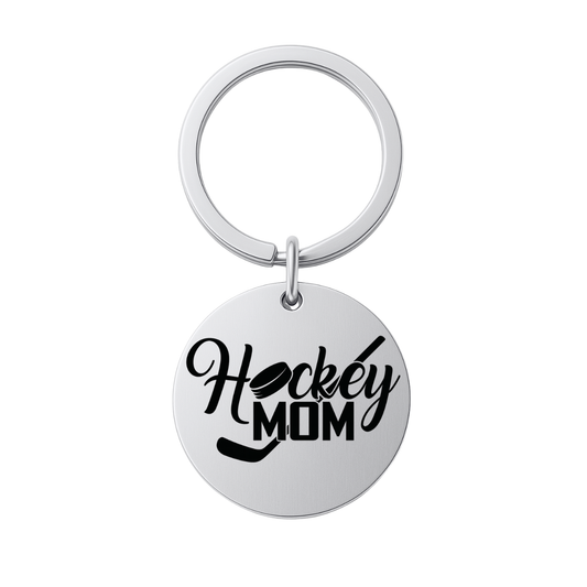 Ice Hockey Mom Charm Keychain