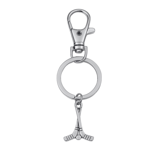 Ice Hockey Stick Zipper Pull Keychain