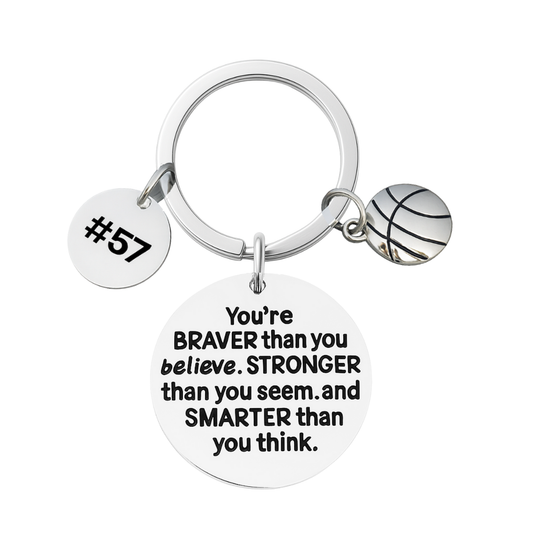 Personalized Basketball Keychain with Inspirational Charms