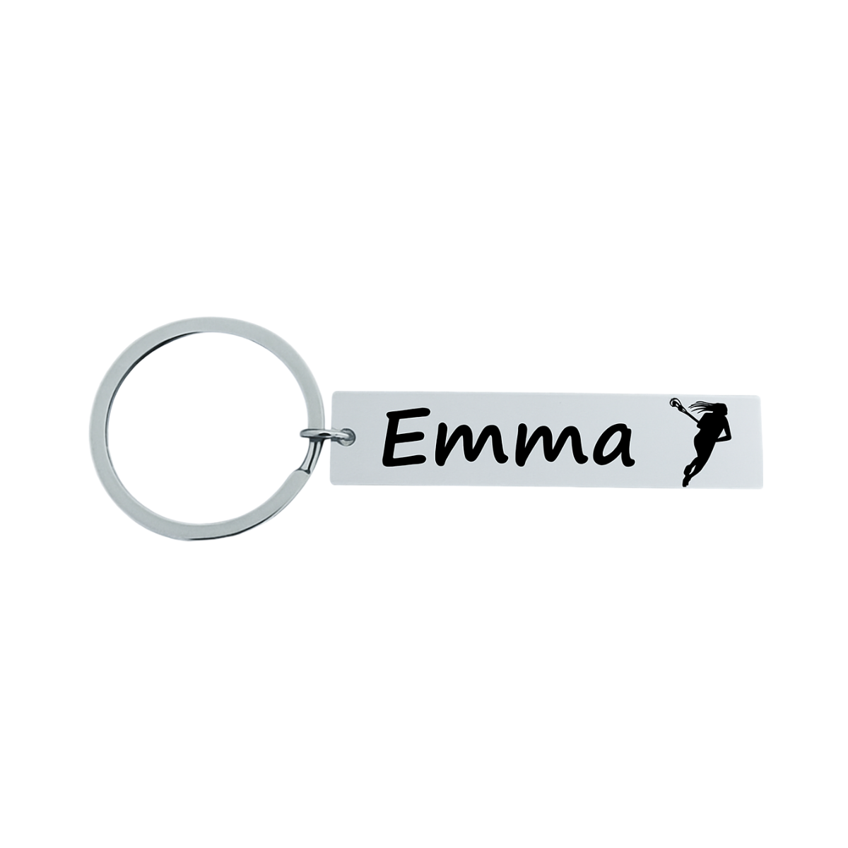Girls Engraved Lacrosse Bar Keychain