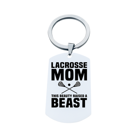 Lacrosse Mom Keychain - Rectangular - Pick Style