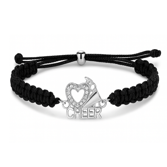 Love Cheer Heart Adjustable Rope Bracelet- Pick Color