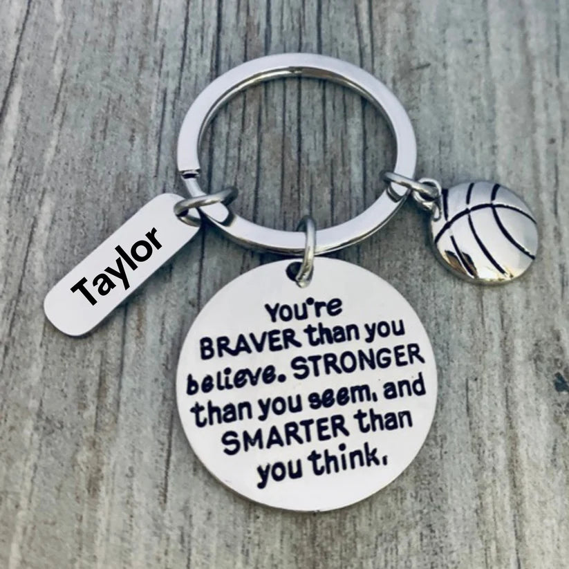 Personalized Basketball Keychain with Inspirational Charms