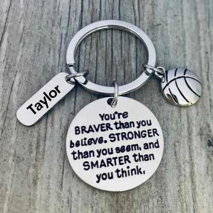 Personalized Basketball Keychain with Inspirational Charms
