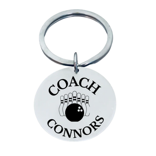 Personalized Engraved Bowling Coach Keychain