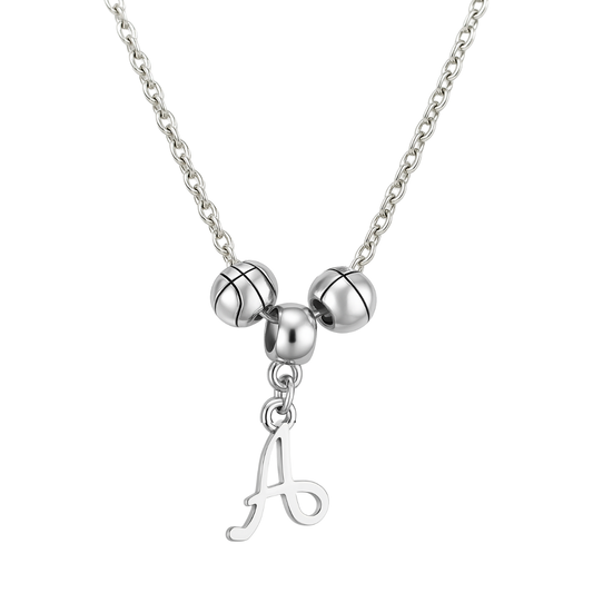 Personalized Basketball Charm Necklace with Letter Charm