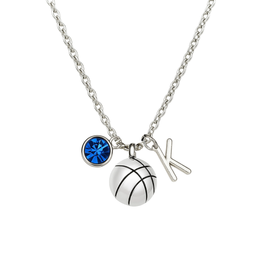 Personalized Basketball Necklace with Birthstone Charm