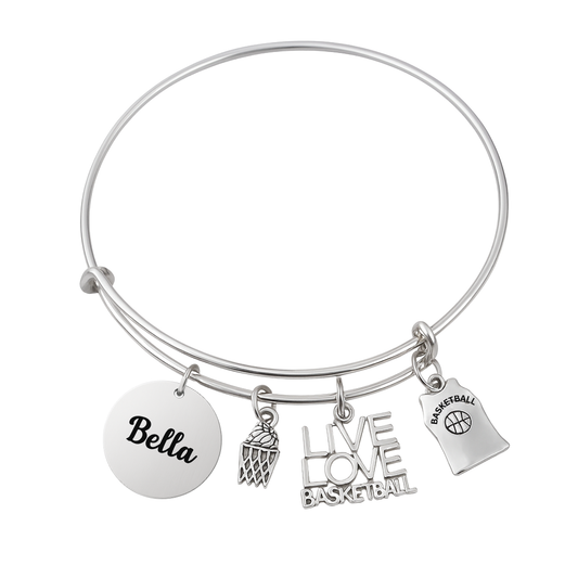 Personalized Engraved Basketball Bangle Bracelet