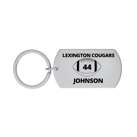 Personalized Engraved Football Keychain - Rectangle Shape