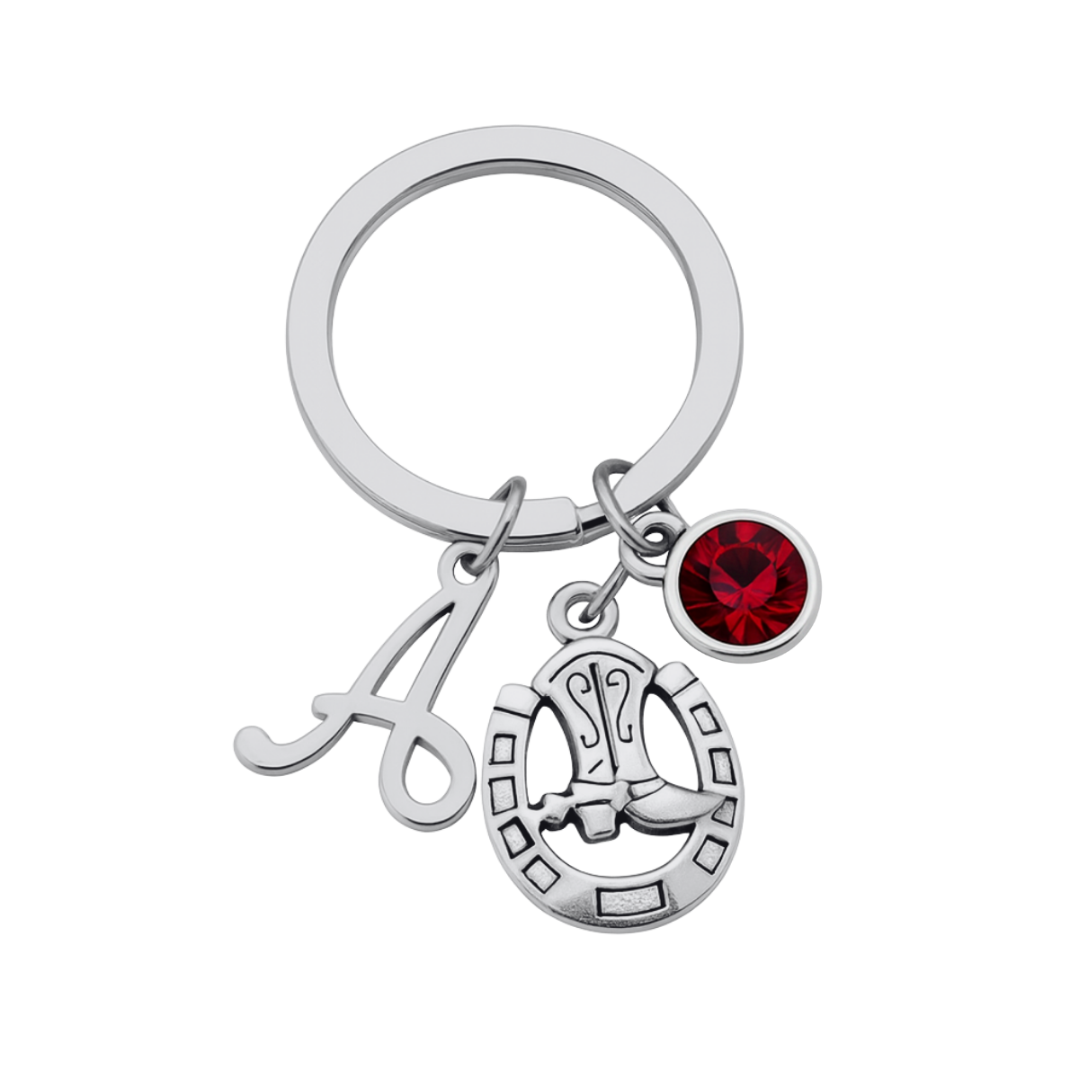 Personalized Horse Keychain with Birthstone & Letter Charm