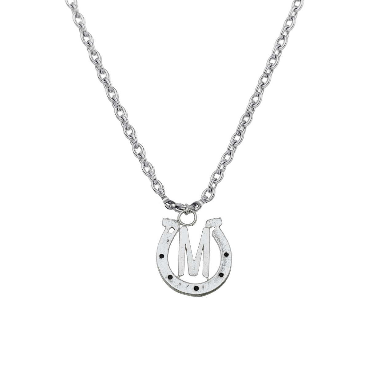 Personalized Horseshoe Necklace with Letter Charm