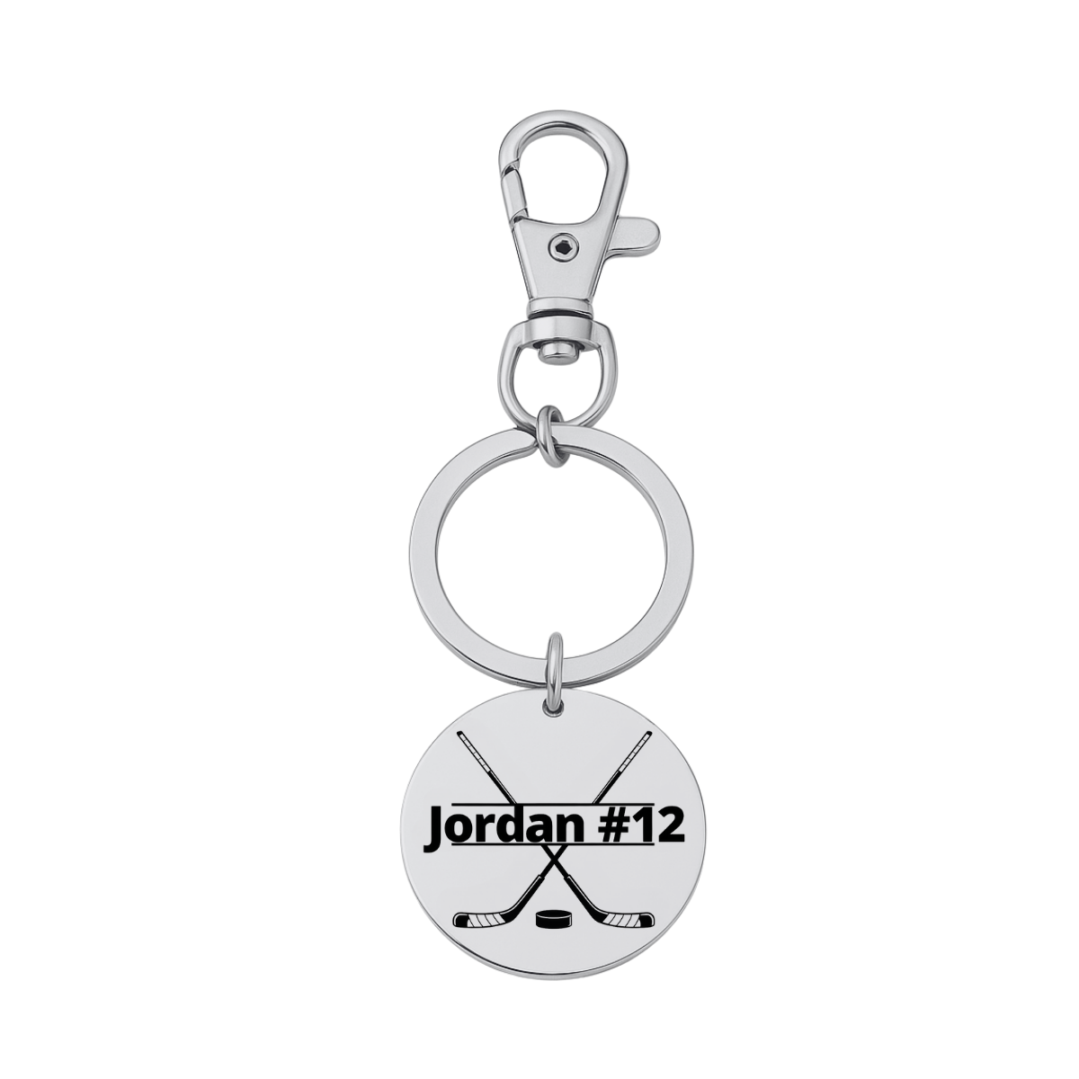 Personalized Ice Hockey Zipperpull Keychain