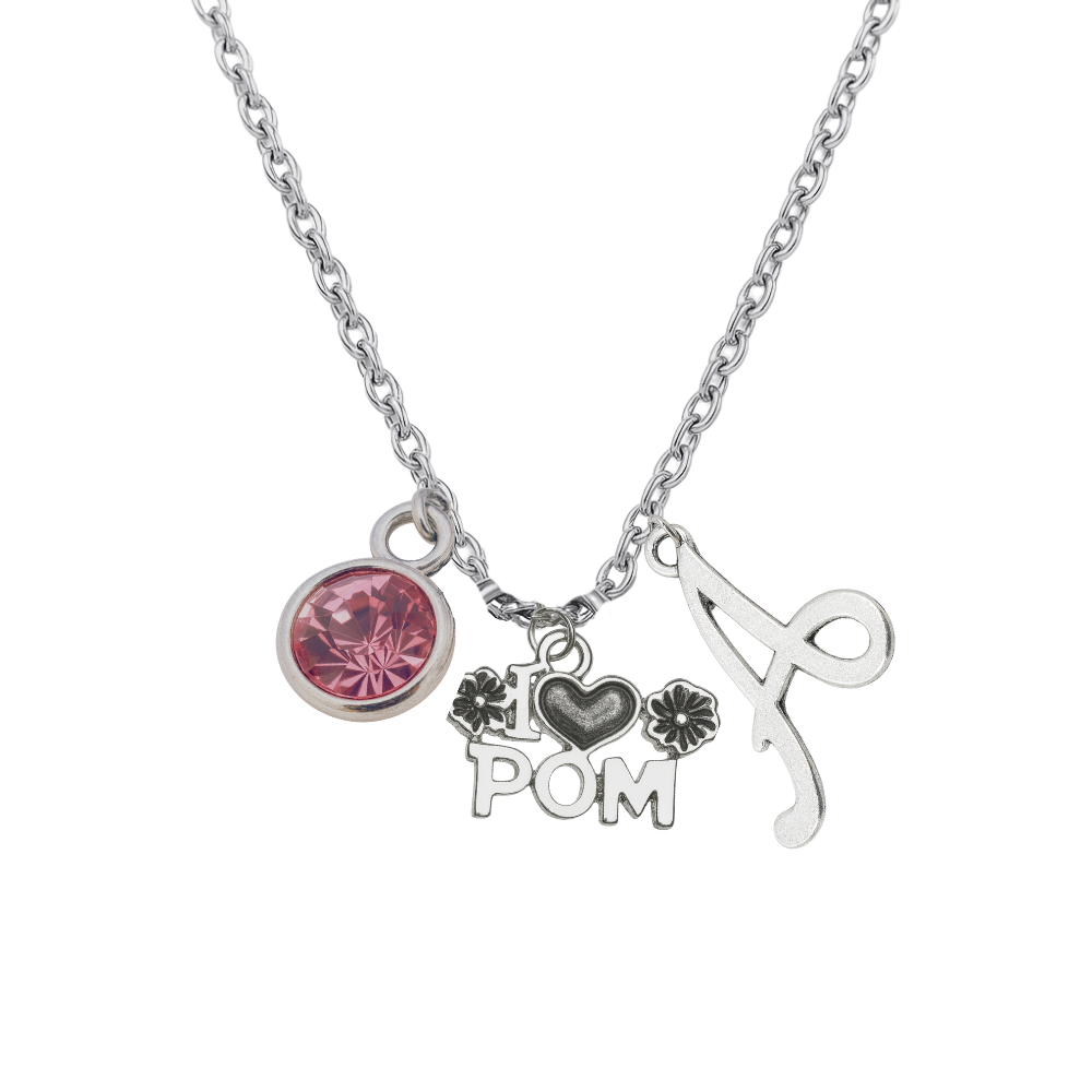 Personalized Pom Necklace with Letter & Birthstone