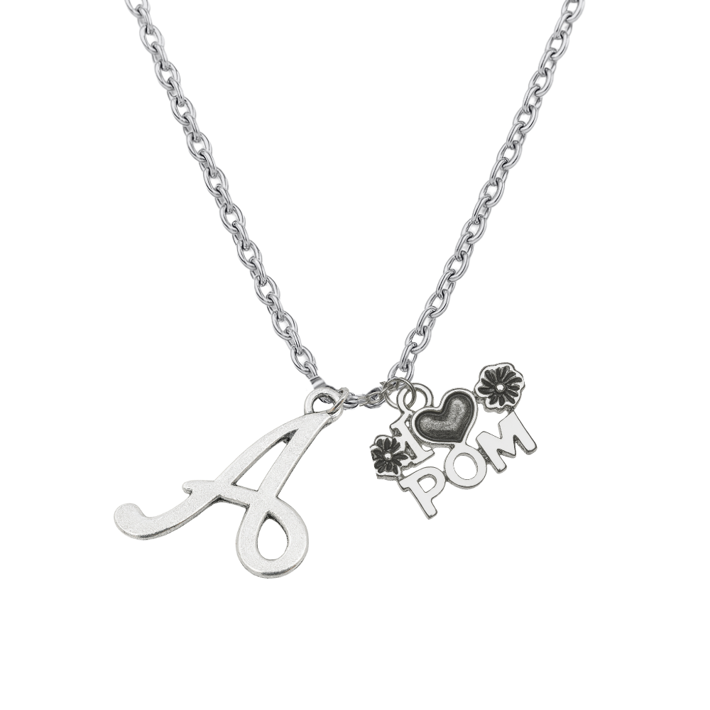 Personalized Pom Necklace with Letter Charm