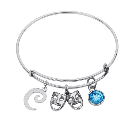 Personalized Theater Bracelet - Custom Drama Mask Charm Jewelry