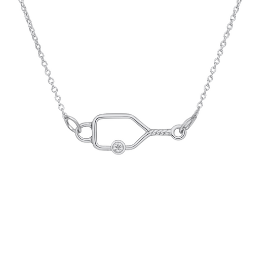Pickleball Rhinestone Charm Necklace