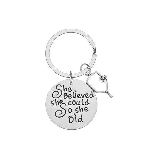 Pickleball Keychain - She Believed She Could So She Did