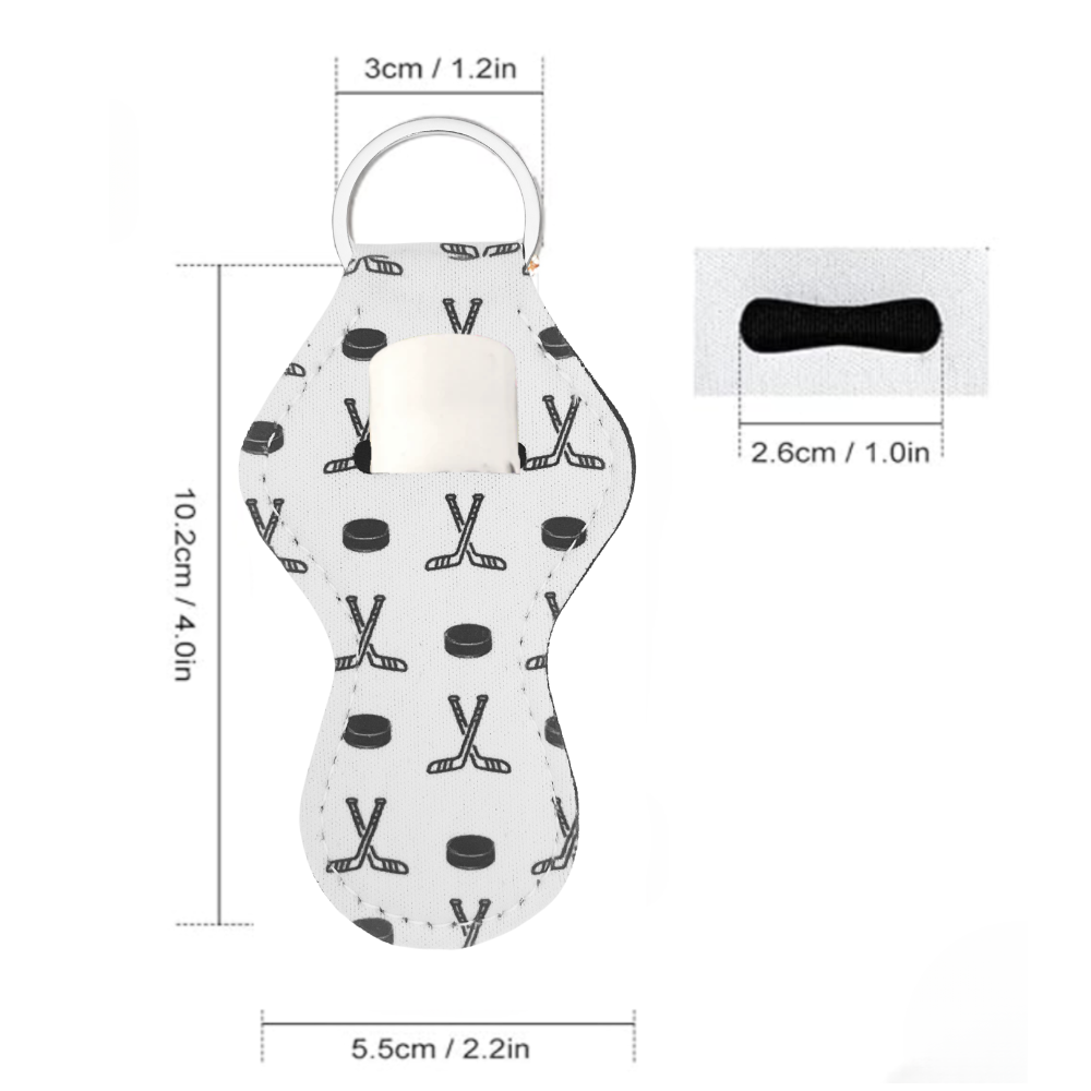 Hockey Chapstick Holder Keychain