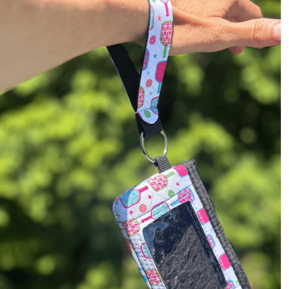 Pink Pickleball Credit Card Holder Zipper Wristlet