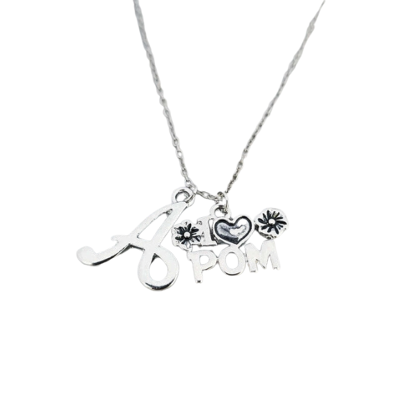 Pom Necklace with a Letter Charm