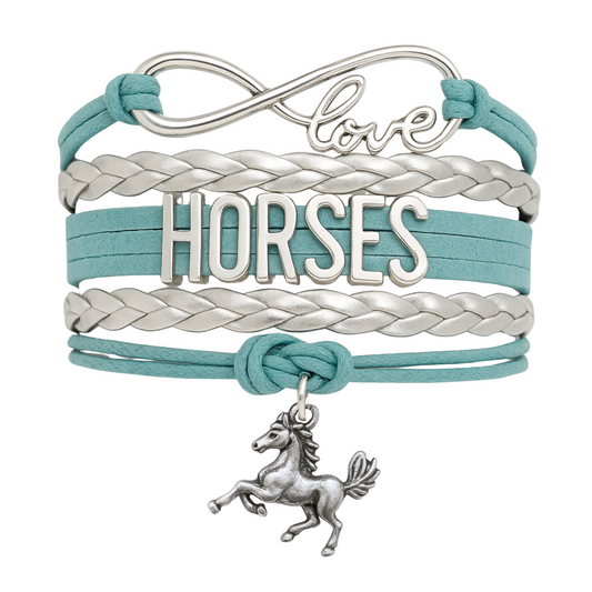 Horse Teal Infinity Bracelet - Pick Charm