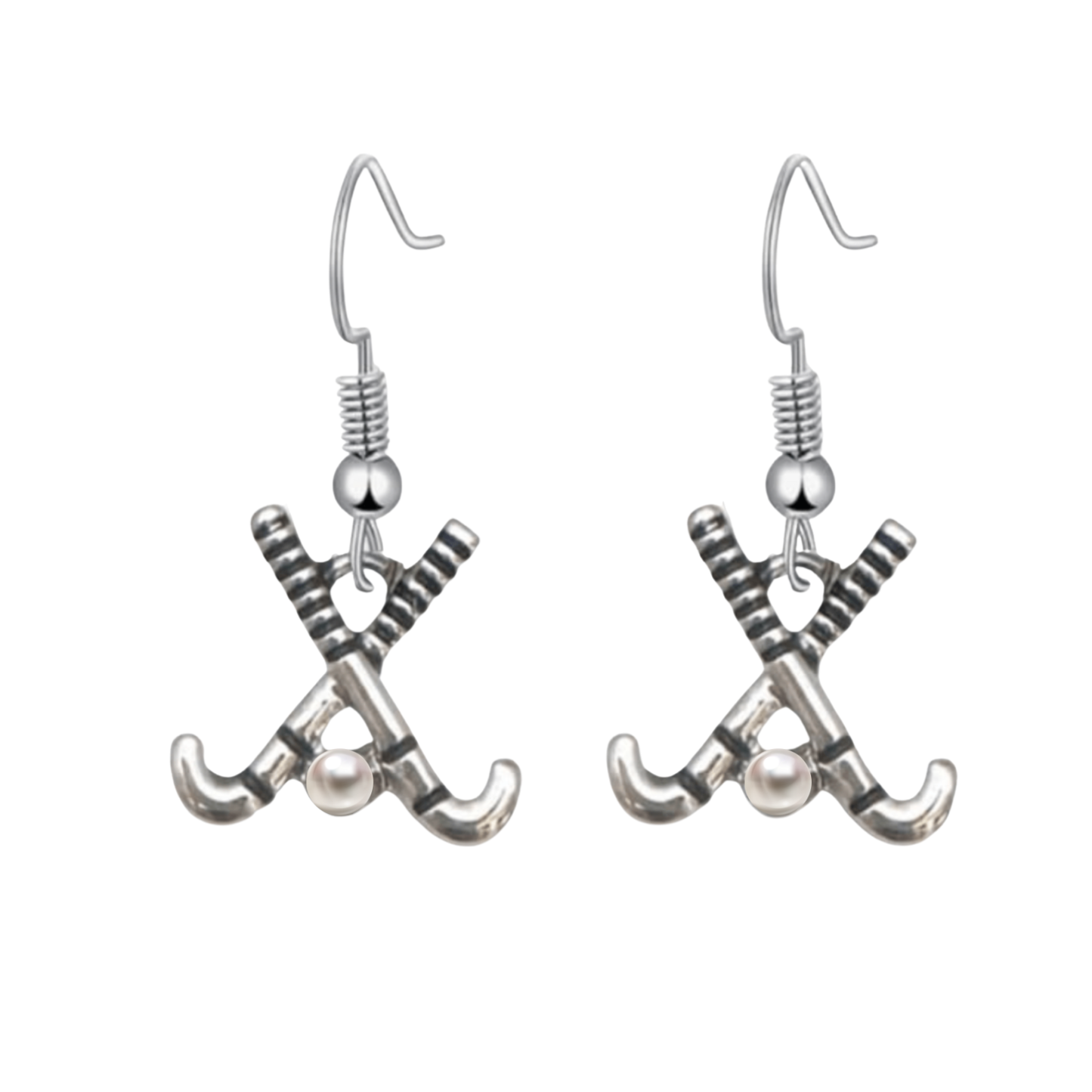 Field Hockey Pearl Stick Earrings