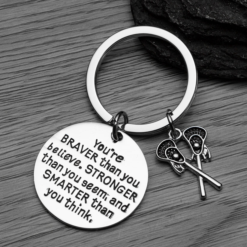 Lacrosse Keychain with Inspirational Charms