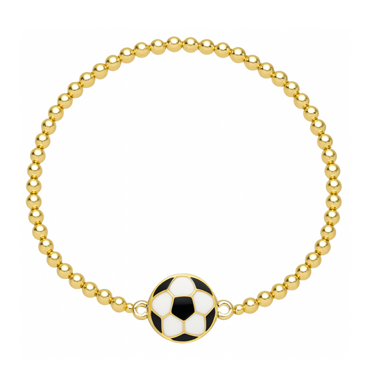 Soccer 14k Gold Beaded Bracelet for women, girls and teens