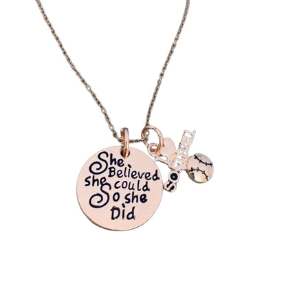 Softball She Believed She Could So She Did Necklace - Pick Color & Charm