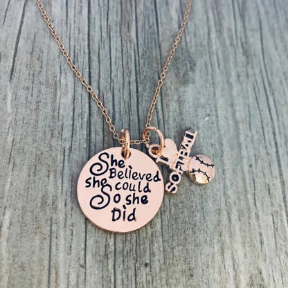 Softball She Believed She Could So She Did Necklace - Pick Color & Charm