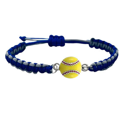 Multi Colored Softball Rope Bracelet - Pick Colors & Charms