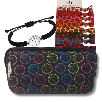 Basketball Cosmetic Bag & Hair Tie Gift Bundle