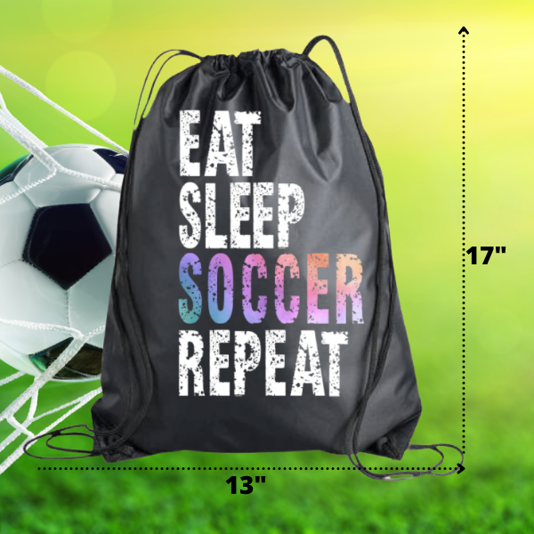 Soccer Sportybag - Eat Sleep Soccer Repeat Nylon Drawstring Bag