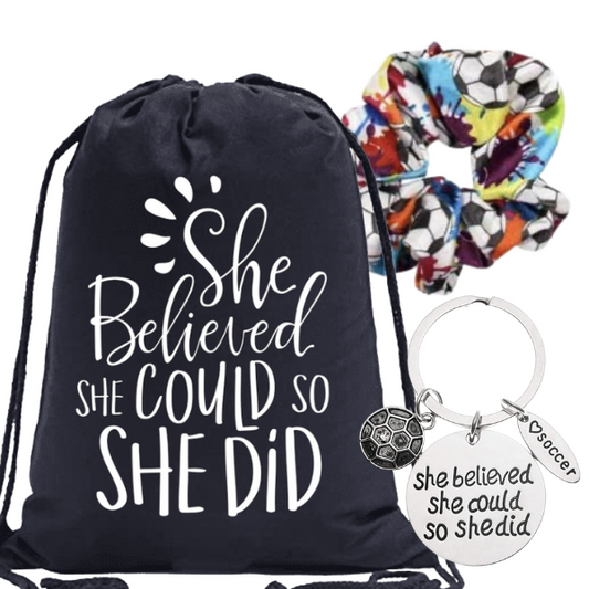 Soccer Sportybag - She Believed She Could So She Did Nylon Drawstring Bag