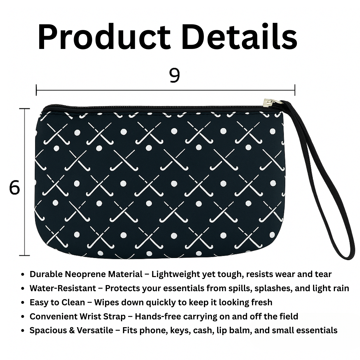 Field Hockey Small Wristlet Pouch Purse