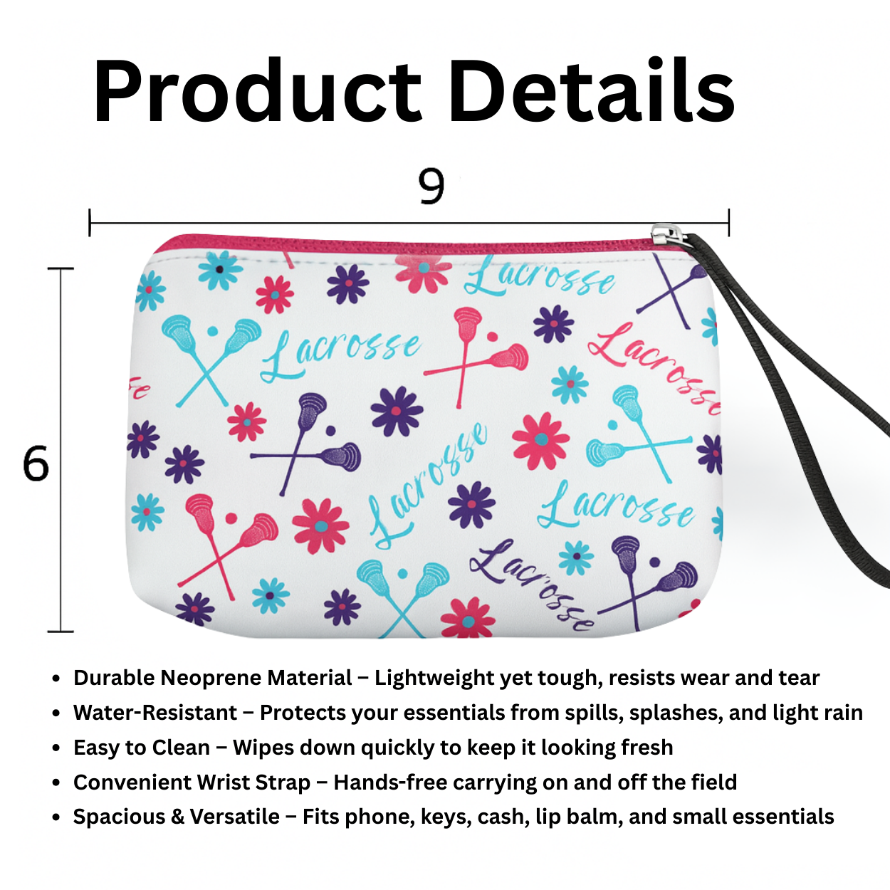 Lacrosse Small Wristlet Pouch Purse