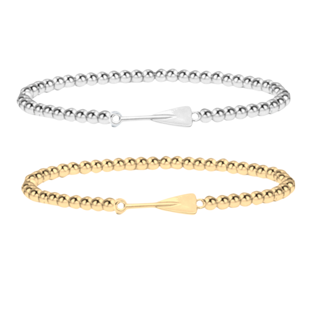 Gold Rowing Beaded Charm Bracelet