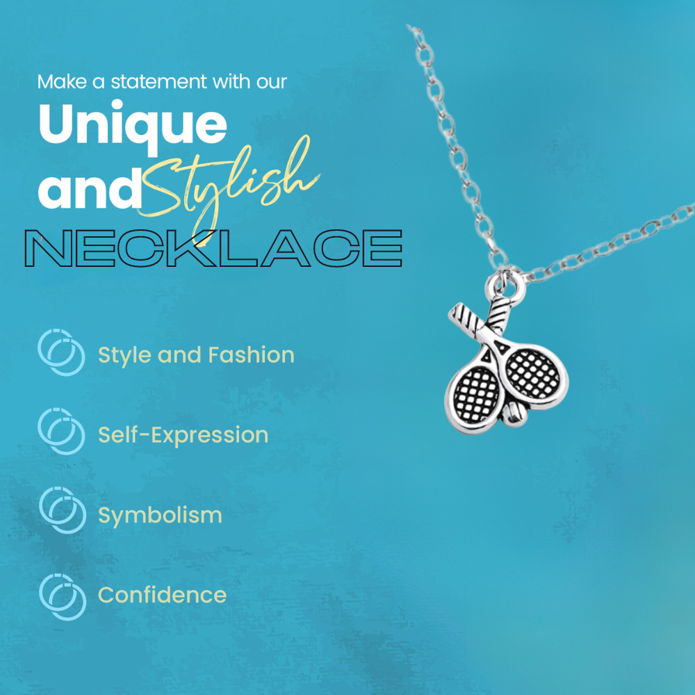 Tennis Necklace - Silver Rackets