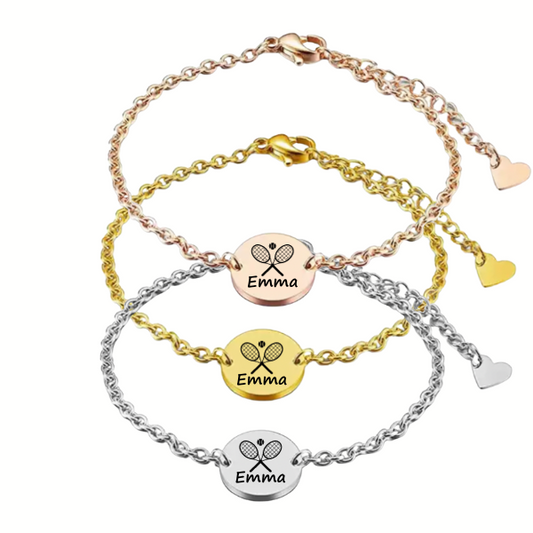 Engraved Tennis Charm Bracelet