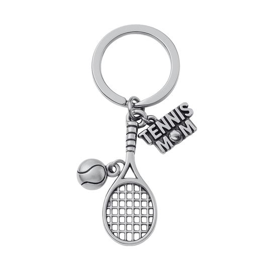 Tennis Racket Keychain with Tennis Mom Charm