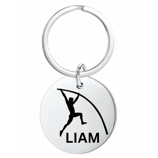 Boys Pole Vault Engraved Keychain