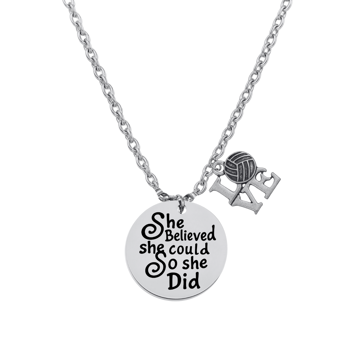 Volleyball She Believed She Could So She Did Necklace - Pick Charm
